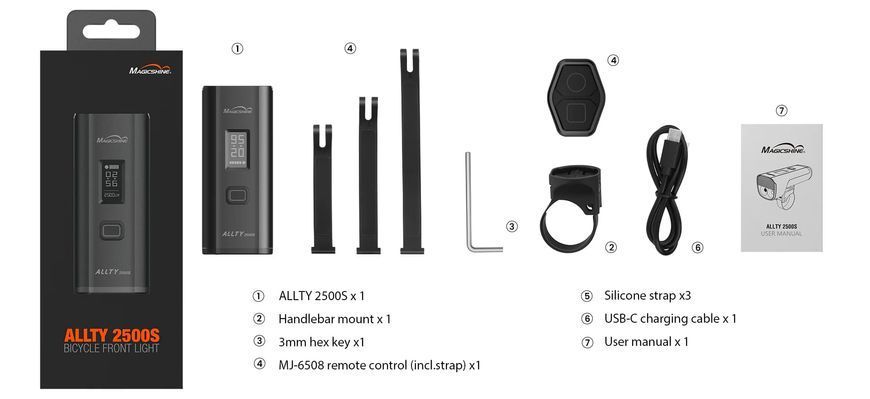 Велосвітло переднє Magicshine ALLTY 2500S, 2500 lum, Black (MSN BL0536)